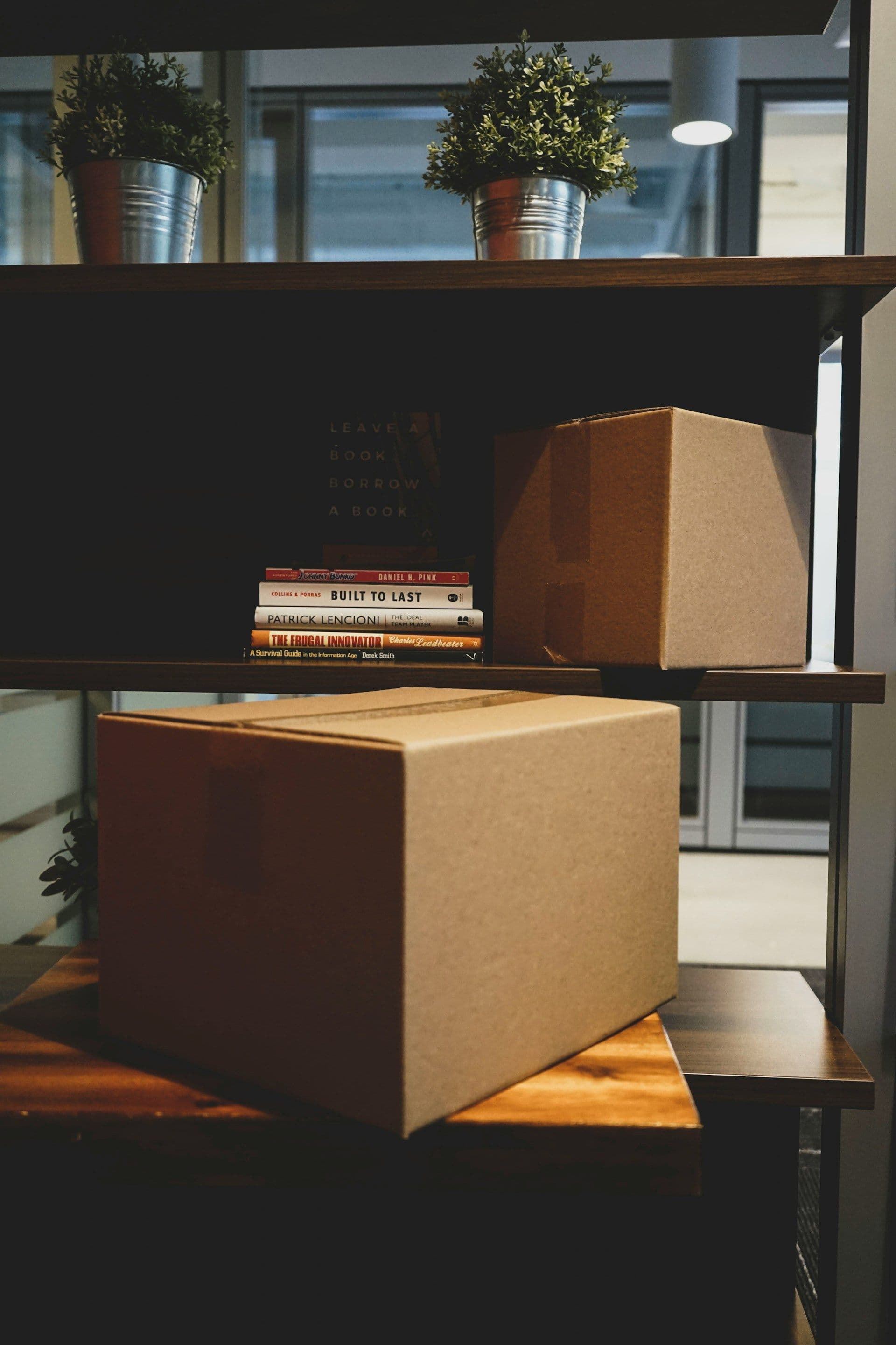 Boxes sitting on desk